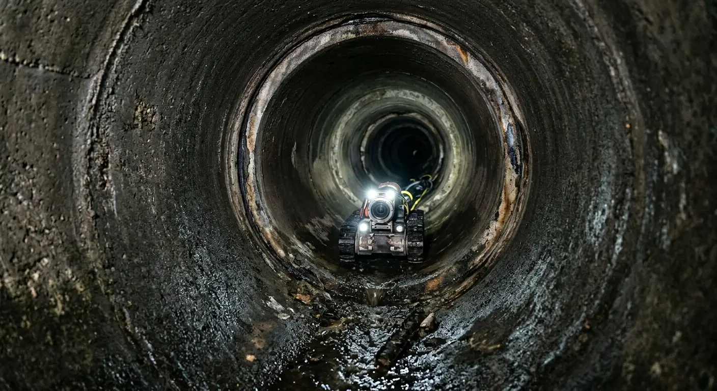 Robotic sewer camera inspecting pipe interior for Sewer Line Cleaning in Quincy